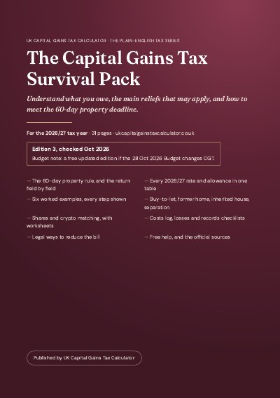 Cover of the Capital Gains Tax Survival Pack 2026/27