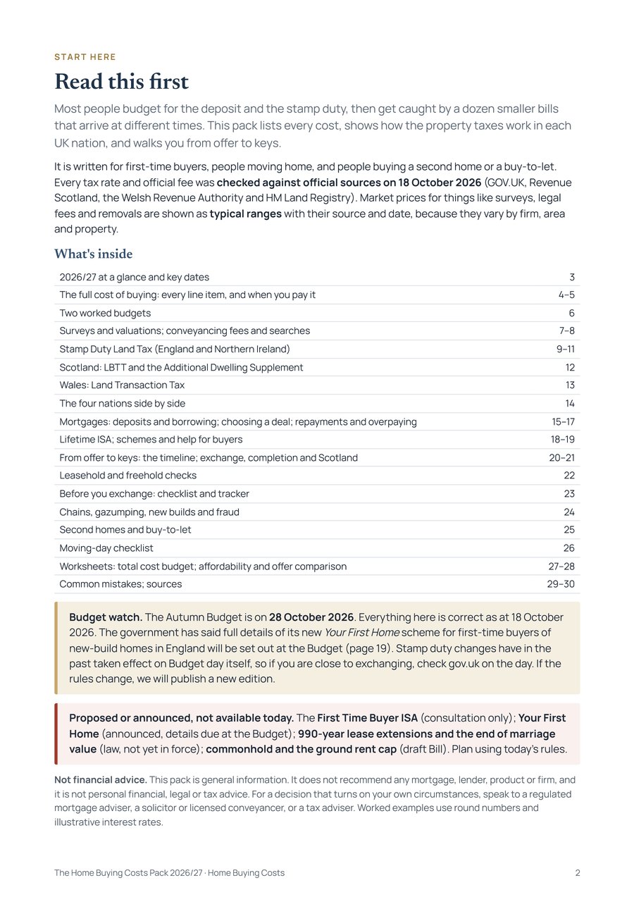 Page 2: start here and contents